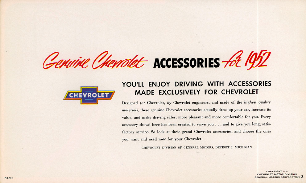 1952 Chevrolet Accessories Booklet Page 29